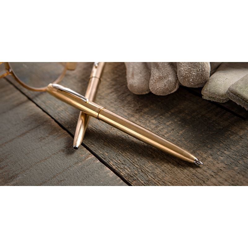 Stylo bille FISHER SPACE Pen Cap-O-Matic Laiton Brut Antimicrobien - Medium (M) - Laqué Or - 0747609821079