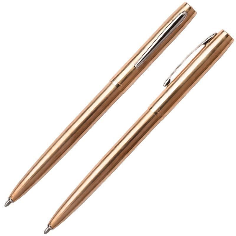 Stylo bille FISHER SPACE Pen Cap-O-Matic Laiton Brut Antimicrobien - Medium (M) - Laqué Or - 0747609821079