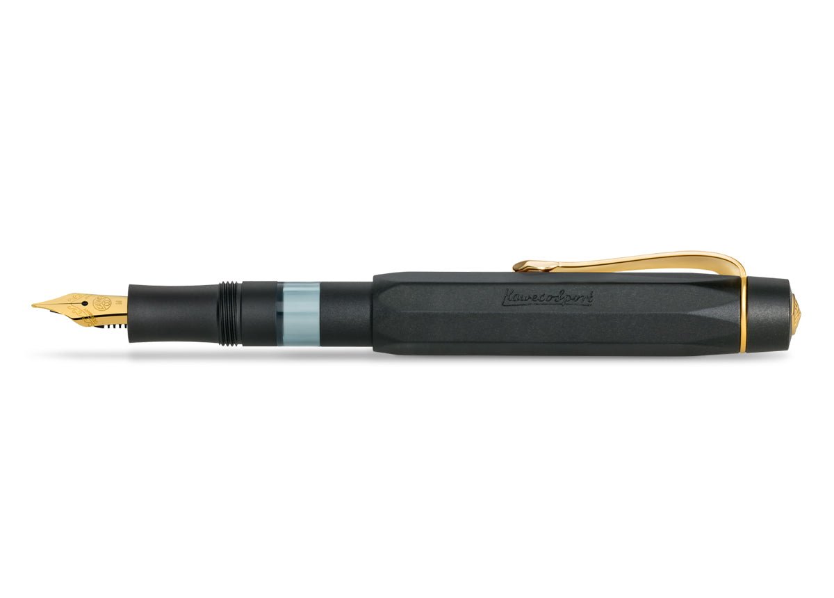Stylo plume KAWECO PISTON AL Sport Black/Gold - Starter Set (avec flacon d'encre) - Extra-fine (EF) - Black/Gold - 4251734922694