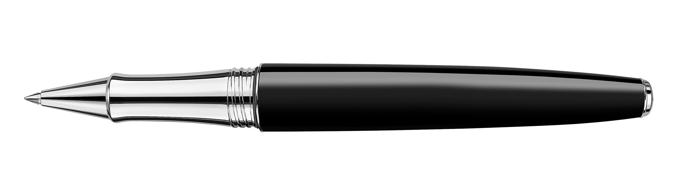 Stylo roller CARAN D'ACHE Léman Ebony Noir Argenté Rhodié - Fine (F) - Ebony noir argenté rhodié - -