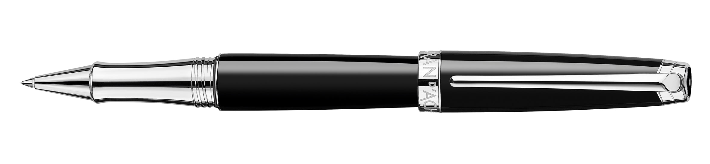 Stylo roller CARAN D'ACHE Léman Ebony Noir Argenté Rhodié - Fine (F) - Ebony noir argenté rhodié - -