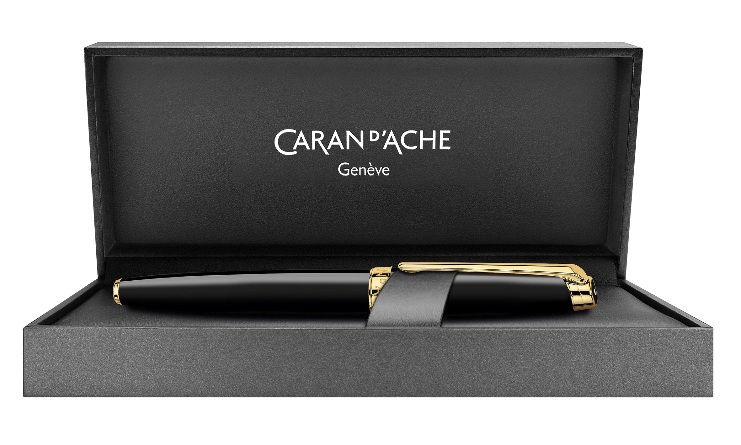 Stylo roller CARAN D'ACHE Léman Ebony Noir Plaqué Or - Fine (F) - Ebony noir plaqué or - -