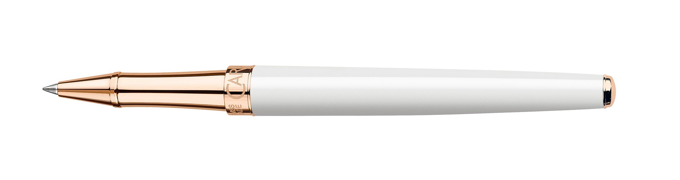 Stylo roller CARAN D'ACHE Léman Slim Blanc Or Rose - Fine (F) - Blanc or rose - -