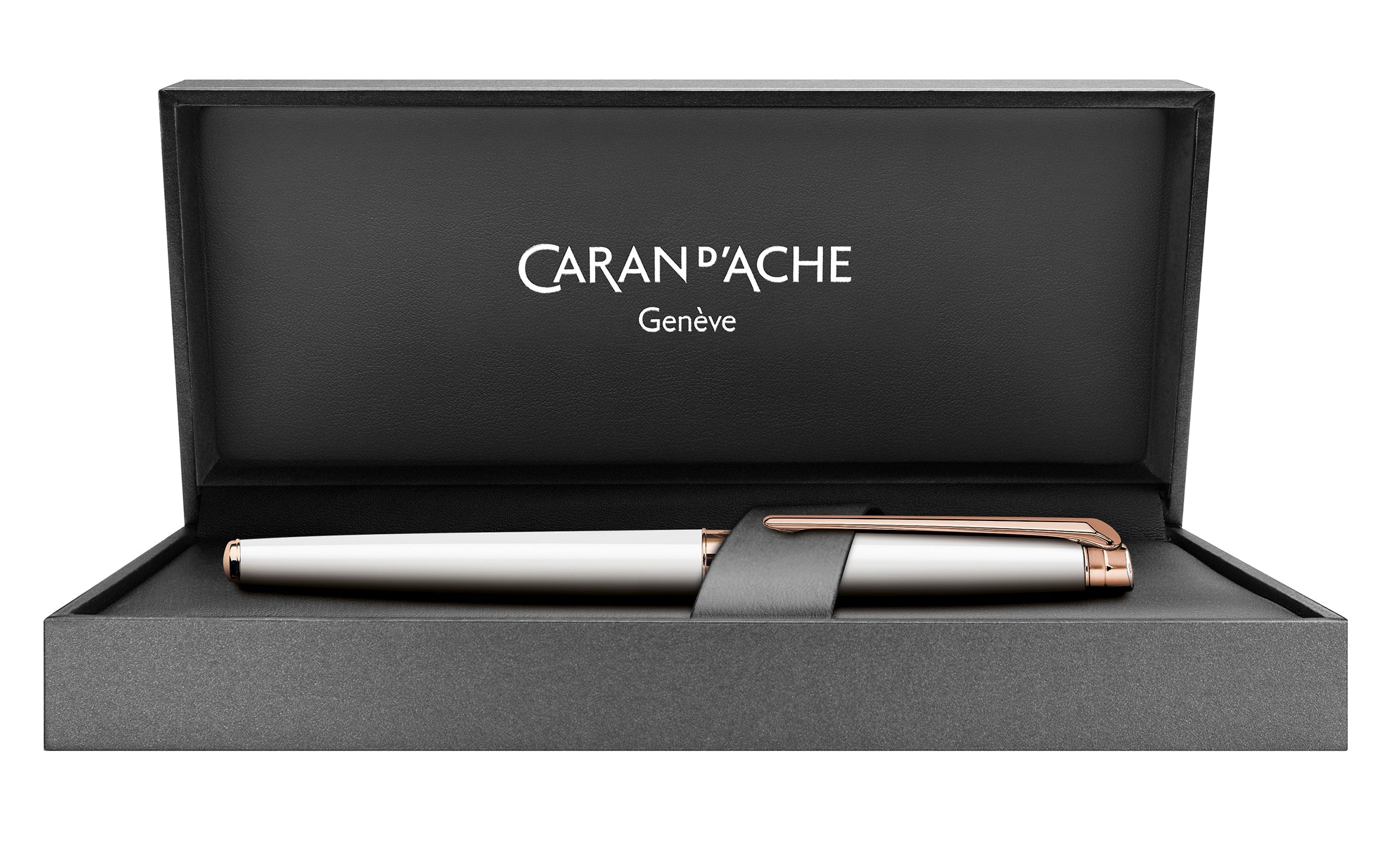 Stylo roller CARAN D'ACHE Léman Slim Blanc Or Rose - Fine (F) - Blanc or rose - -