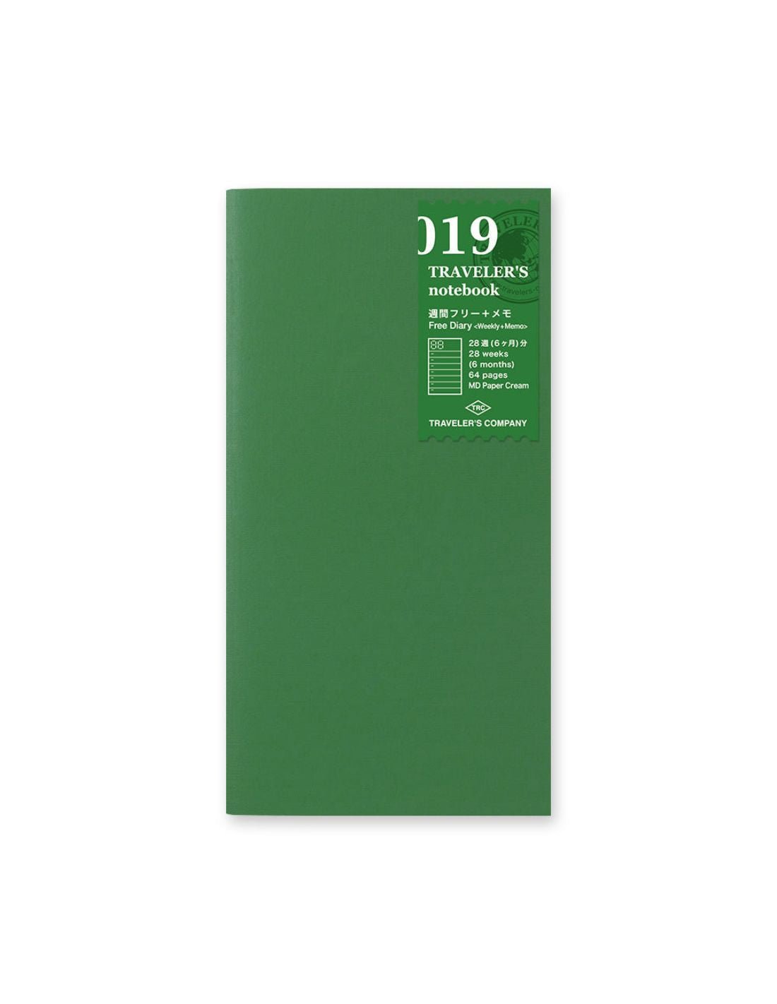 TRAVELER'S notebook 019 - agenda semainier non daté avec notes (regular size) - TN Regular size - 1 semaine + notes - 4902805143318