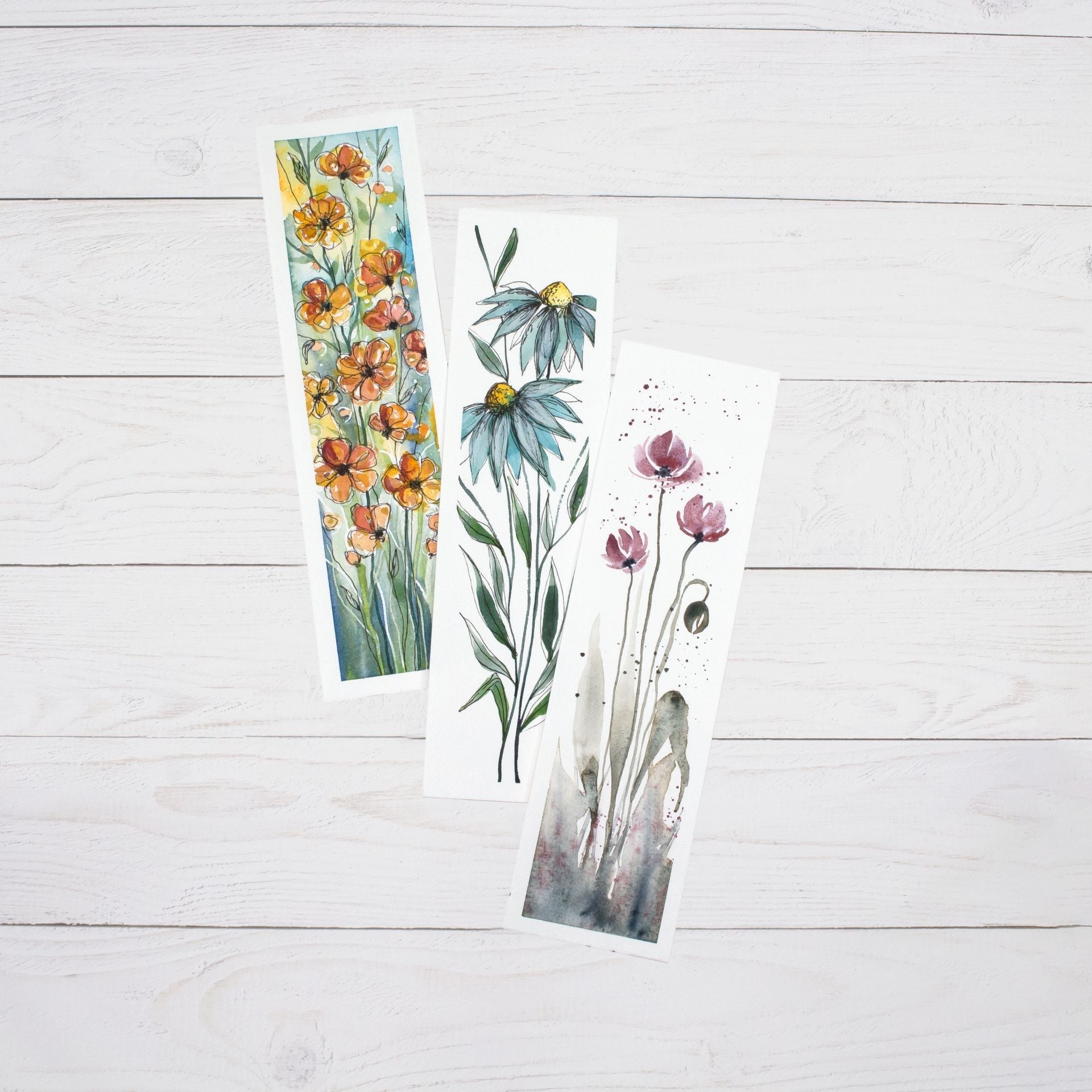 Watercolour Bookmark Pad - 5.5 x 20 cm - Uni - Illustré - 4011367119423