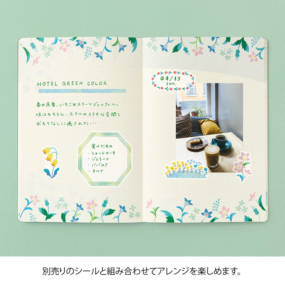 Carnet MIDORI Notebook Yuru Log - B6 - Pointillé - Fleurs