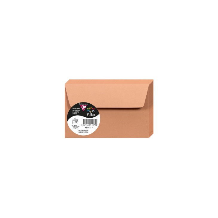 20 enveloppes CLAIREFONTAINE Pollen - 90 x 140 mm - 120 g/m² - Nectar - 3329680553710