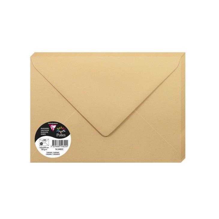 20 enveloppes CLAIREFONTAINE Pollen - C5 (162 x 229 mm) - 120 g/m² - Caramel - 3329680548204