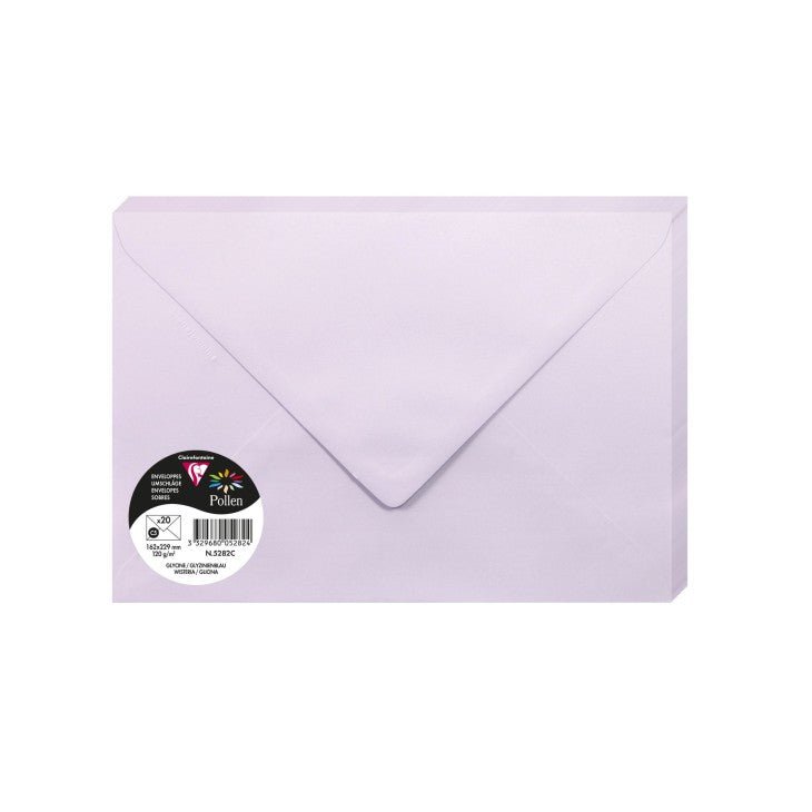 20 enveloppes CLAIREFONTAINE Pollen - C5 (162 x 229 mm) - 120 g/m² - Glycine - 3329680052824