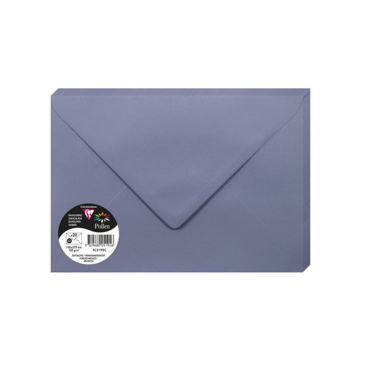 20 enveloppes CLAIREFONTAINE Pollen - C5 (162 x 229 mm) - 120 g/m² - Myosotis - 3329680051926