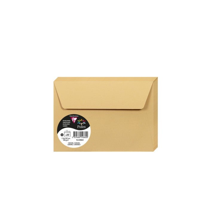 20 enveloppes CLAIREFONTAINE Pollen - C6 (114 x 162 mm) - 120 g/m² - Caramel - 3329680548600
