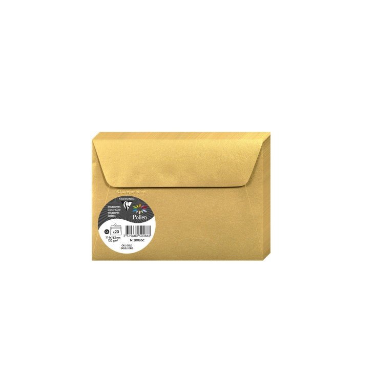 20 enveloppes CLAIREFONTAINE Pollen - C6 (114 x 162 mm) - 120 g/m² - Or - 3329680500868