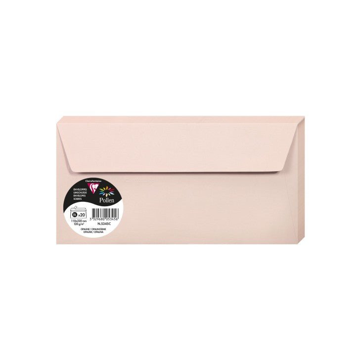 20 enveloppes CLAIREFONTAINE Pollen - DL (110 x 220 mm) - 120 g/m² - Opaline - 3329680053456
