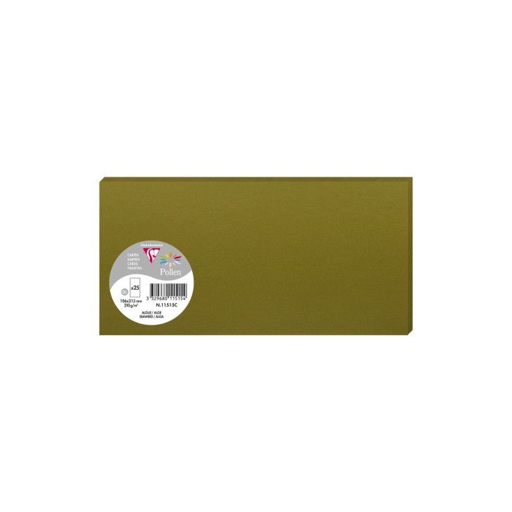 25 cartes CLAIREFONTAINE Pollen - 106 x 213 mm - 210 g/m² - Algue - 3329680115154