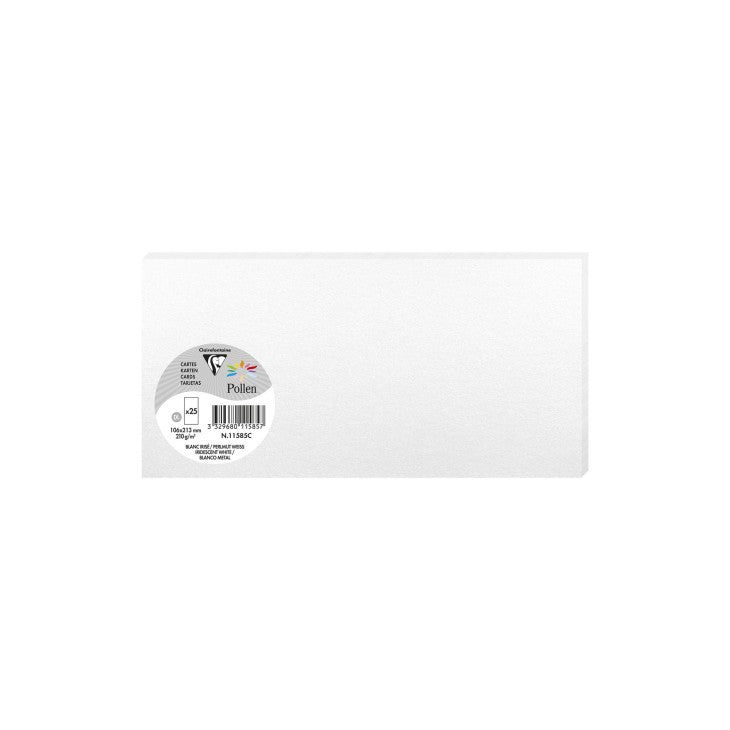 25 cartes CLAIREFONTAINE Pollen - 106 x 213 mm - 210 g/m² - Blanc irisé - 3329680115857