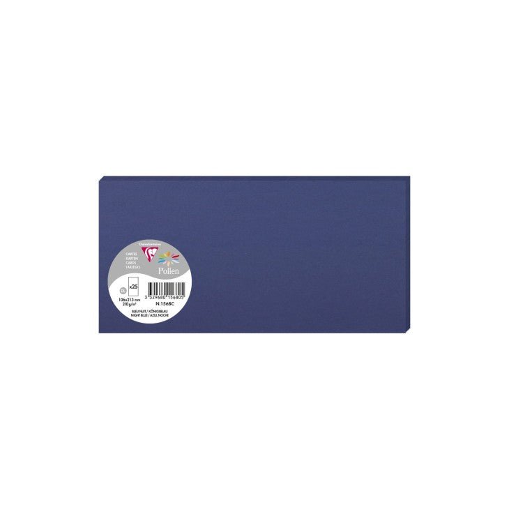 25 cartes CLAIREFONTAINE Pollen - 106 x 213 mm - 210 g/m² - Bleu nuit - 3329680156805