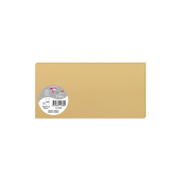 25 cartes CLAIREFONTAINE Pollen - 106 x 213 mm - 210 g/m² - Caramel - 3329680153804