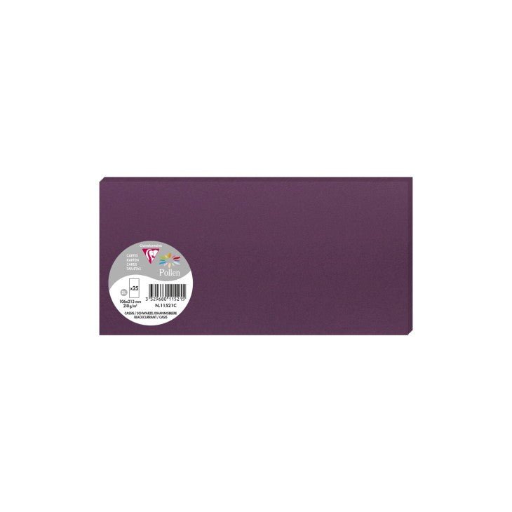 25 cartes CLAIREFONTAINE Pollen - 106 x 213 mm - 210 g/m² - Cassis - 3329680115215