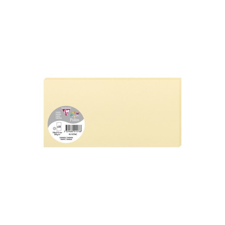 25 cartes CLAIREFONTAINE Pollen - 106 x 213 mm - 210 g/m² - Chamois - 3329680015768