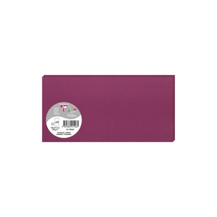 25 cartes CLAIREFONTAINE Pollen - 106 x 213 mm - 210 g/m² - Framboise - 3329680015065