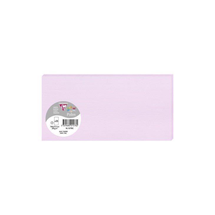 25 cartes CLAIREFONTAINE Pollen - 106 x 213 mm - 210 g/m² - Lilas - 3329680015782