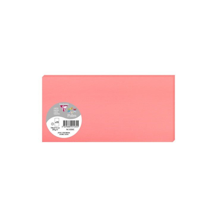 25 cartes CLAIREFONTAINE Pollen - 106 x 213 mm - 210 g/m² - Litchi - 3329680015355
