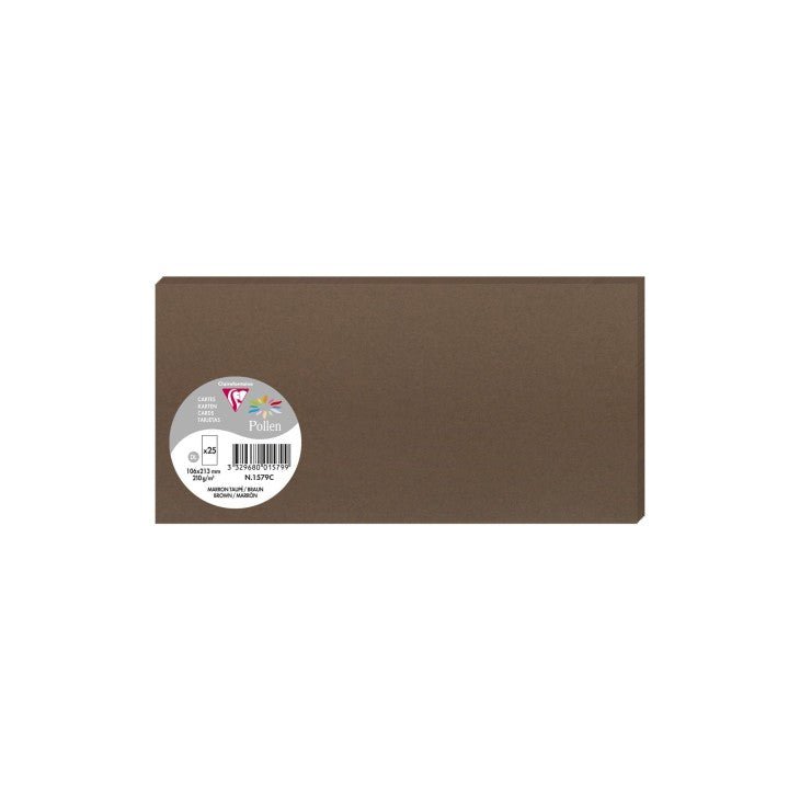 25 cartes CLAIREFONTAINE Pollen - 106 x 213 mm - 210 g/m² - Marron taupé - 3329680015799