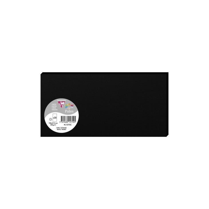 25 cartes CLAIREFONTAINE Pollen - 106 x 213 mm - 210 g/m² - Noir - 3329680157505