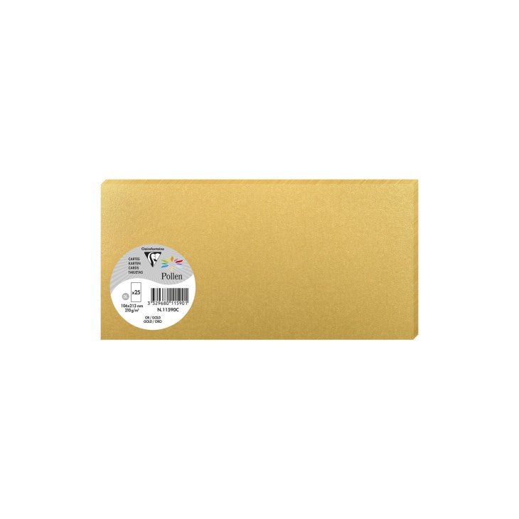 25 cartes CLAIREFONTAINE Pollen - 106 x 213 mm - 210 g/m² - Or - 3329680115901