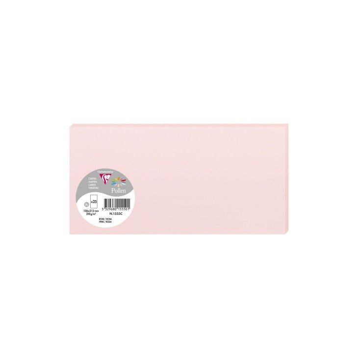 25 cartes CLAIREFONTAINE Pollen - 106 x 213 mm - 210 g/m² - Rose - 3329680155501