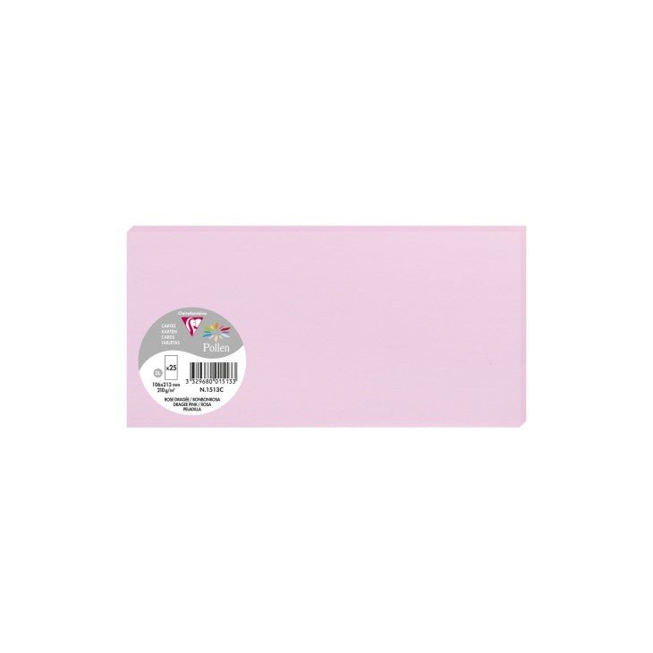 25 cartes CLAIREFONTAINE Pollen - 106 x 213 mm - 210 g/m² - Rose dragée - 3329680015133