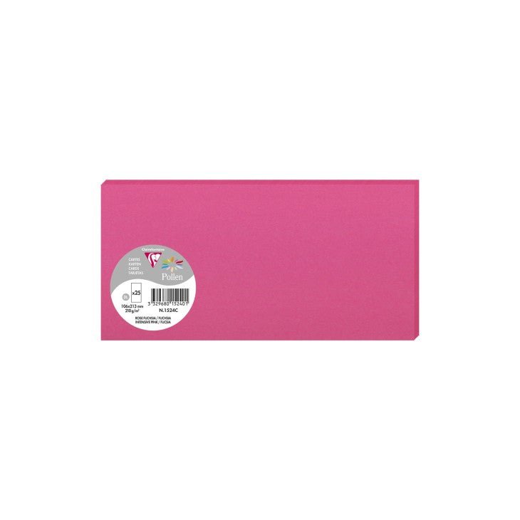 25 cartes CLAIREFONTAINE Pollen - 106 x 213 mm - 210 g/m² - Rose fuchsia - 3329680152401