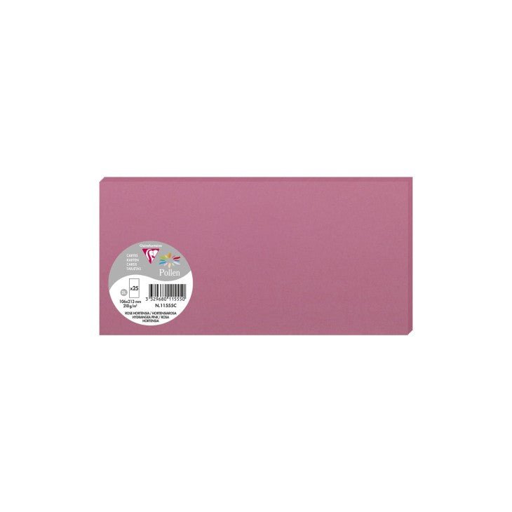 25 cartes CLAIREFONTAINE Pollen - 106 x 213 mm - 210 g/m² - Rose hortensia - 3329680115550