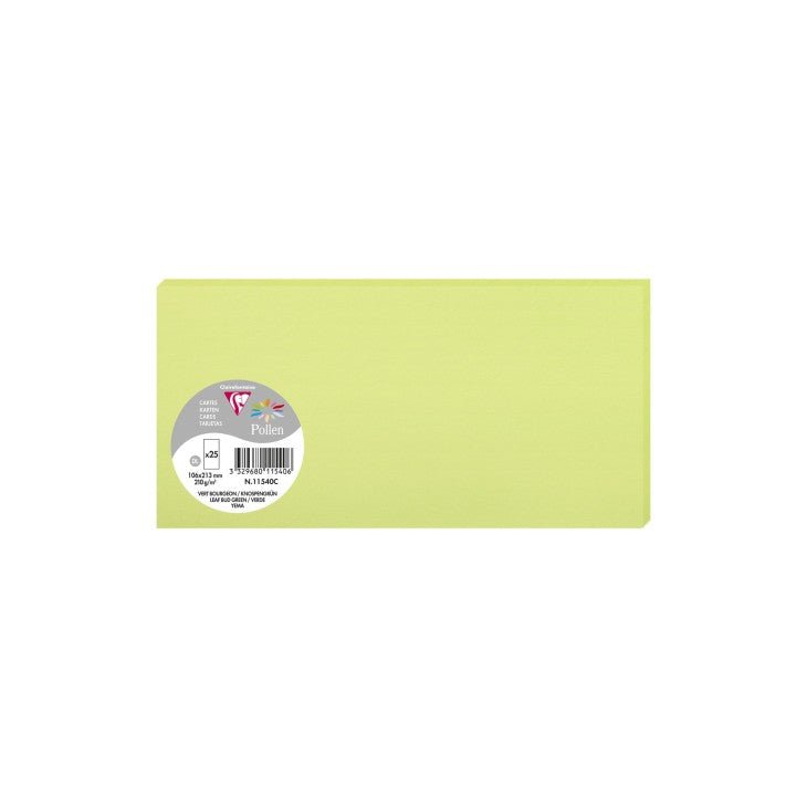 25 cartes CLAIREFONTAINE Pollen - 106 x 213 mm - 210 g/m² - Vert bourgeon - 3329680115406