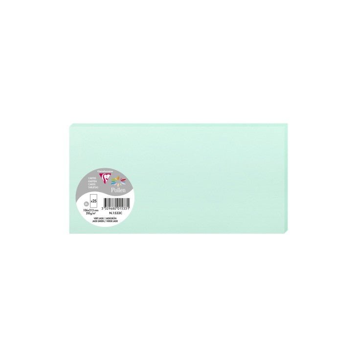 25 cartes CLAIREFONTAINE Pollen - 106 x 213 mm - 210 g/m² - Vert jade - 3329680015331