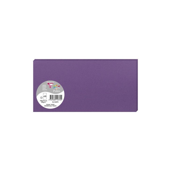 25 cartes CLAIREFONTAINE Pollen - 106 x 213 mm - 210 g/m² - Violine - 3329680153705