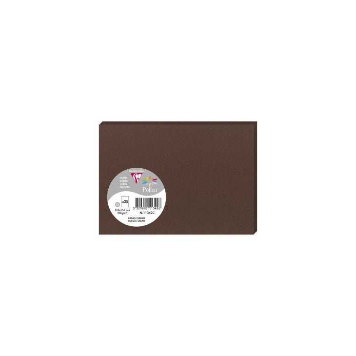 25 cartes CLAIREFONTAINE Pollen - 110 x 155 mm - 210 g/m² - Cacao - 3329680113426