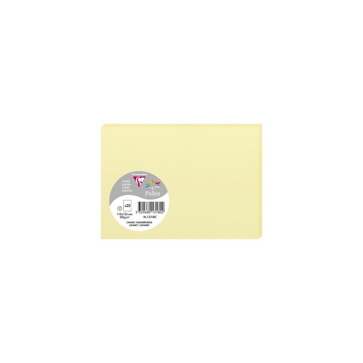 25 cartes CLAIREFONTAINE Pollen - 110 x 155 mm - 210 g/m² - Canari - 3329680131802