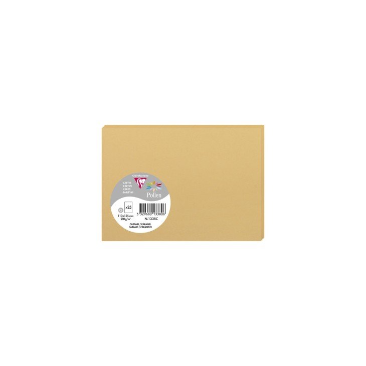 25 cartes CLAIREFONTAINE Pollen - 110 x 155 mm - 210 g/m² - Caramel - 3329680133806