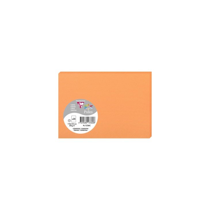 25 cartes CLAIREFONTAINE Pollen - 110 x 155 mm - 210 g/m² - Clémentine - 3329680133608