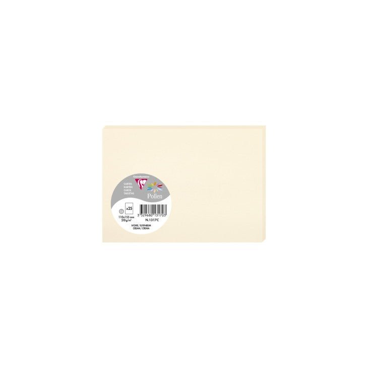 25 cartes CLAIREFONTAINE Pollen - 110 x 155 mm - 210 g/m² - Ivoire - 3329680131703