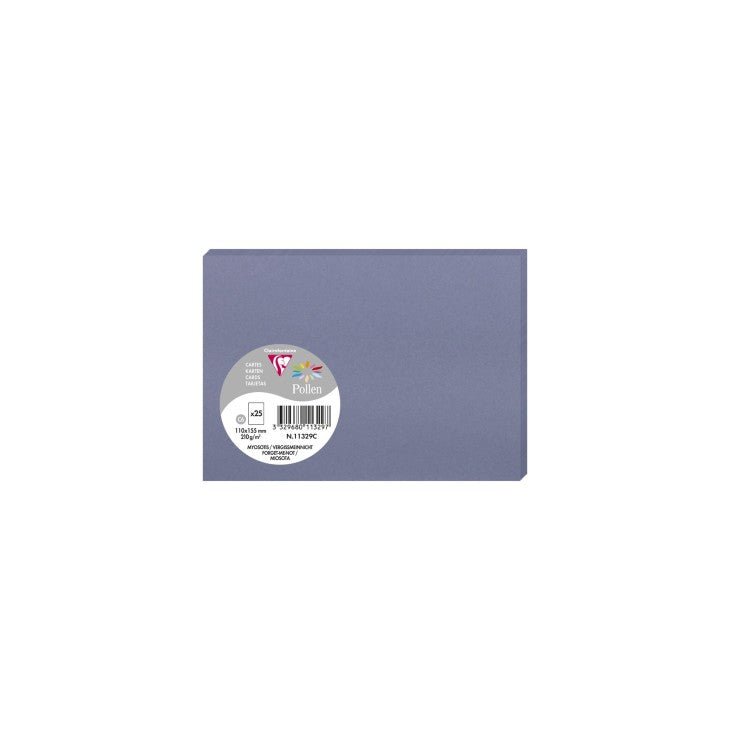 25 cartes CLAIREFONTAINE Pollen - 110 x 155 mm - 210 g/m² - Myosotis - 3329680113297