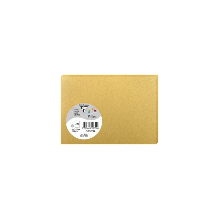 25 cartes CLAIREFONTAINE Pollen - 110 x 155 mm - 210 g/m² - Or - 3329681113906