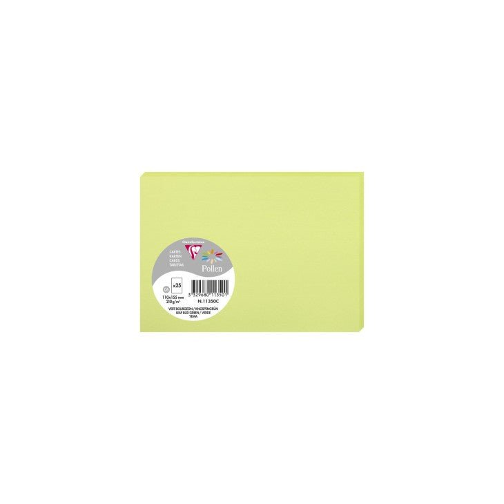 25 cartes CLAIREFONTAINE Pollen - 110 x 155 mm - 210 g/m² - Vert bourgeon - 3329680113501