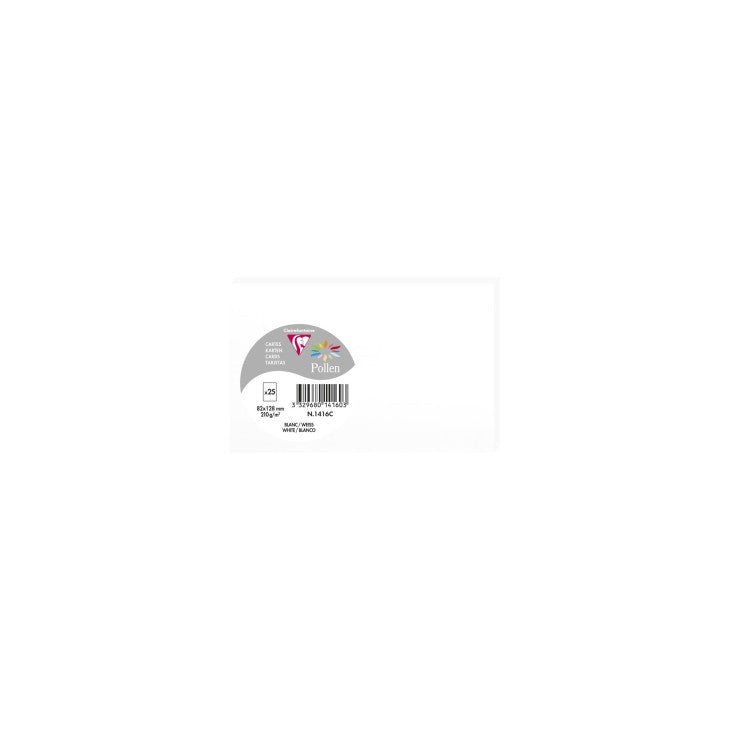 25 cartes CLAIREFONTAINE Pollen - 82 x 128 mm - 210 g/m² - Blanc - 3329680141603