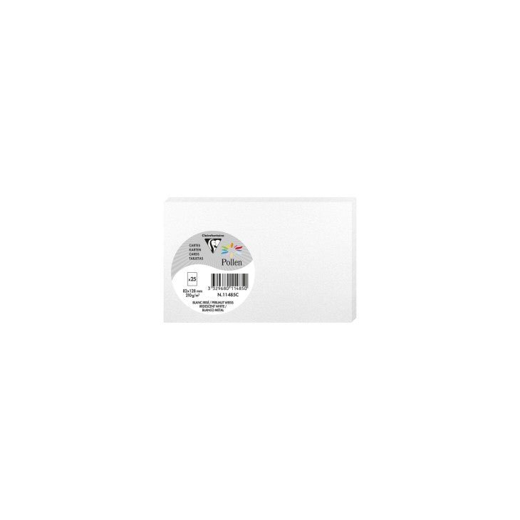 25 cartes CLAIREFONTAINE Pollen - 82 x 128 mm - 210 g/m² - Blanc irisé - 3329680114850