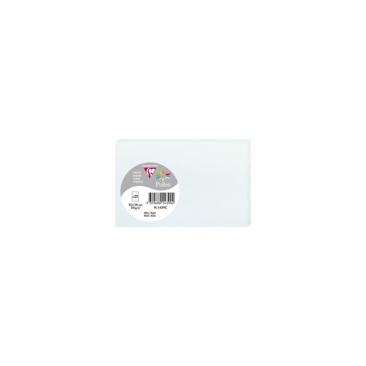 25 cartes CLAIREFONTAINE Pollen - 82 x 128 mm - 210 g/m² - Bleu - 3329680143904