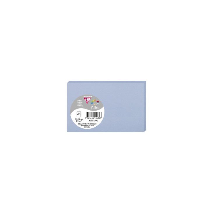 25 cartes CLAIREFONTAINE Pollen - 82 x 128 mm - 210 g/m² - Bleu lavande - 3329680114393