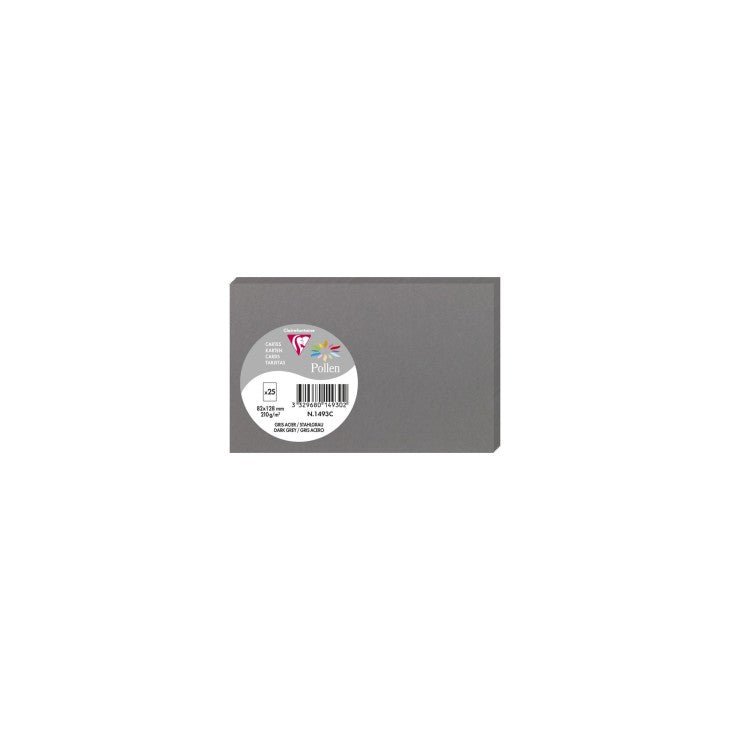 25 cartes CLAIREFONTAINE Pollen - 82 x 128 mm - 210 g/m² - Gris acier - 3329680149302